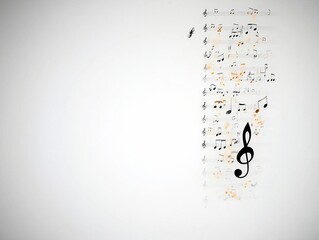 Musical notation design on a light background.