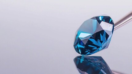 Close-up view of a vibrant blue gemstone.