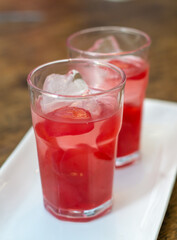 Red Kolang Kaling Drink with Ice – Traditional Indonesian Refreshing Beverage