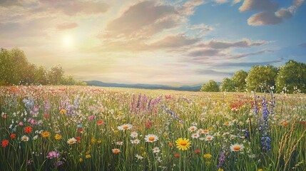 Wildflower meadows under the sun.