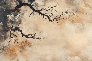 Abstract Branches Against Light Brown Background