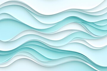 Obraz premium Abstract layered wavy design in pastel blue and white