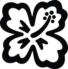 Stylized Black Hibiscus Flower Design, Artistic Hibiscus Flower Vector