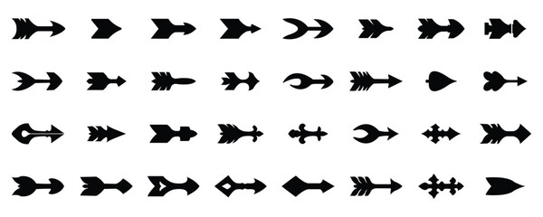 Vintage Arrow Silhouettes – Retro Decorative Vector Icons Pack
