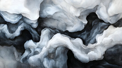 Abstract Fluid Art Composition In Black And White