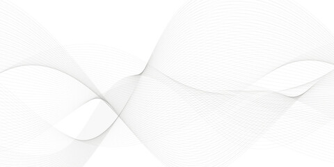 Abstract wavy white and grey curved lines on transparent background. Frequency sound wave lines and technology background, Design for brochure, flyer, banner, template, business wave lines background.