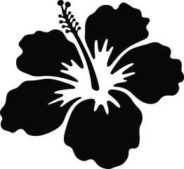 Simple Black Hibiscus Flower Silhouette for Design Projects, Basic Hibiscus Flower Vector Art