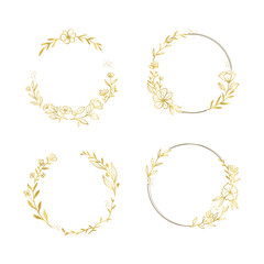 Elegant Gold Floral Circle Frames