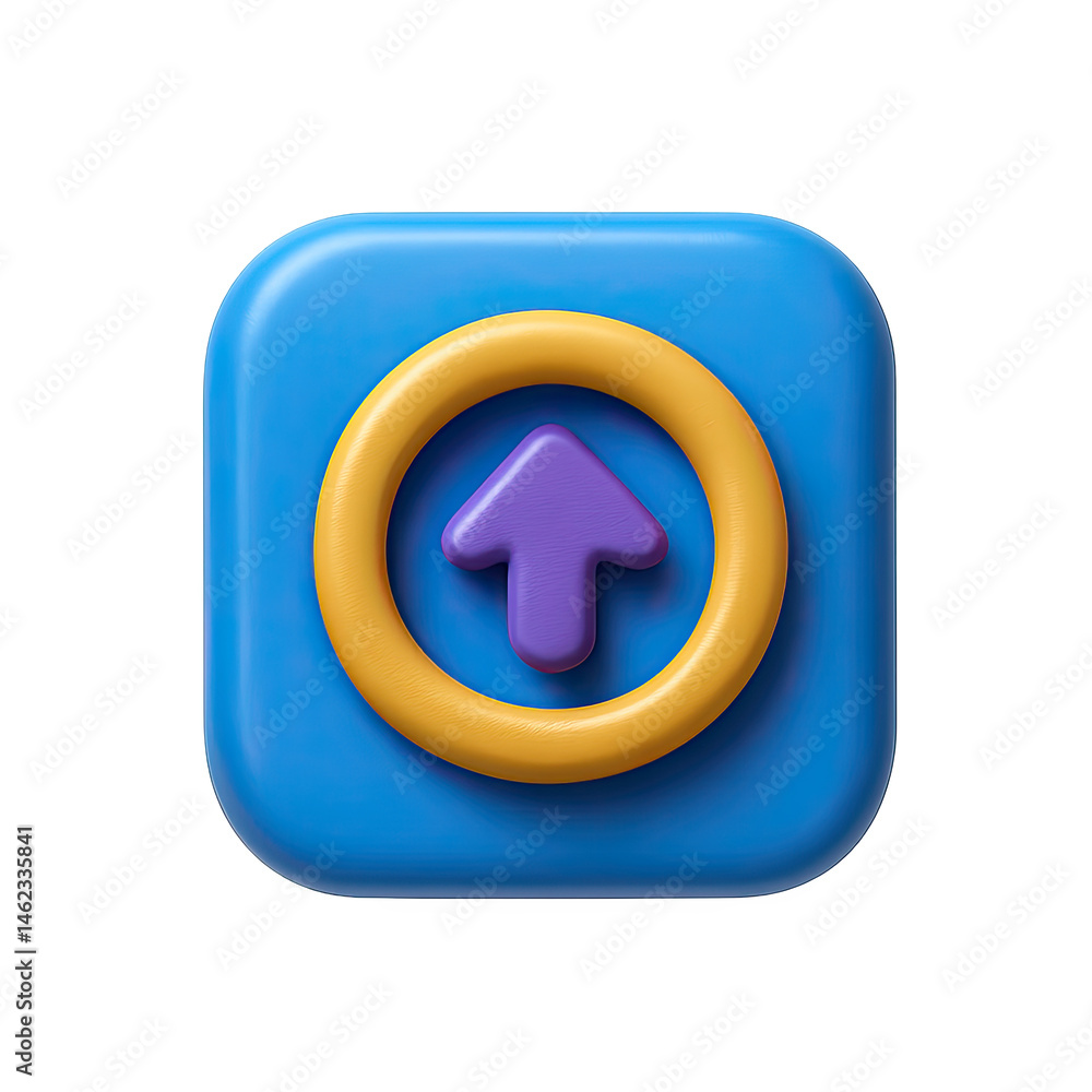 Aufkleber 3d render of a purple and yellow upload button icon