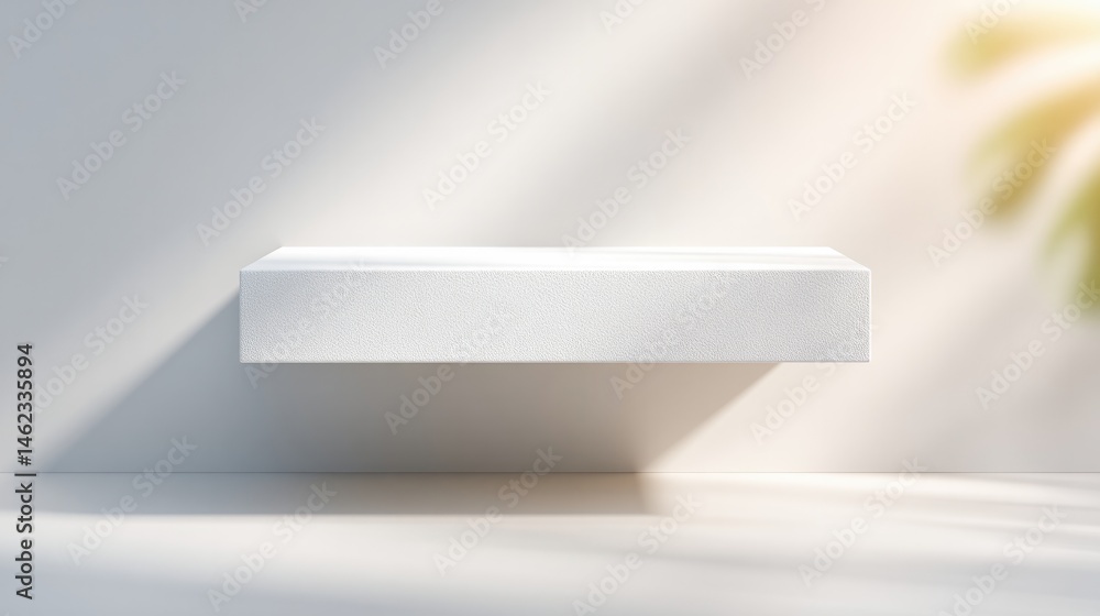 Poster floating podium isolated on white background minimalistic and clean image with ample copy space