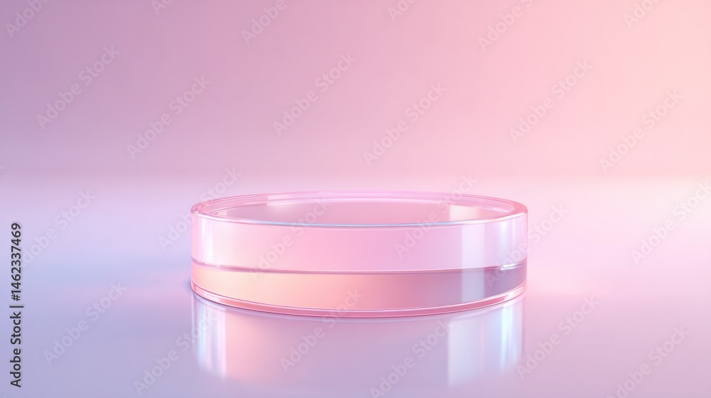 Poster minimalistic 3d illustration showcasing empty podium with mesmerizing mirror-like surface