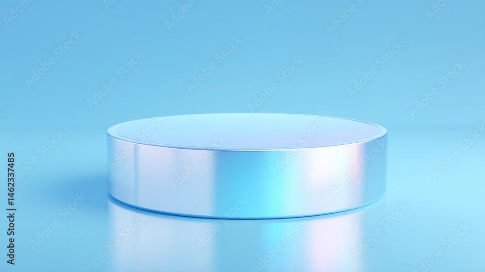 Poster minimalistic 3d illustration showcasing empty podium with mesmerizing mirror-like surface