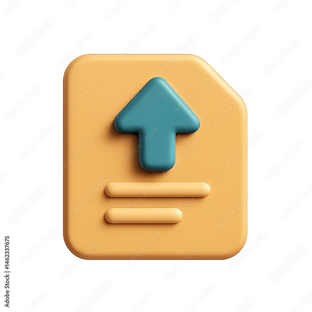 Aufkleber 3d render of a yellow and teal upload icon on transparent background
