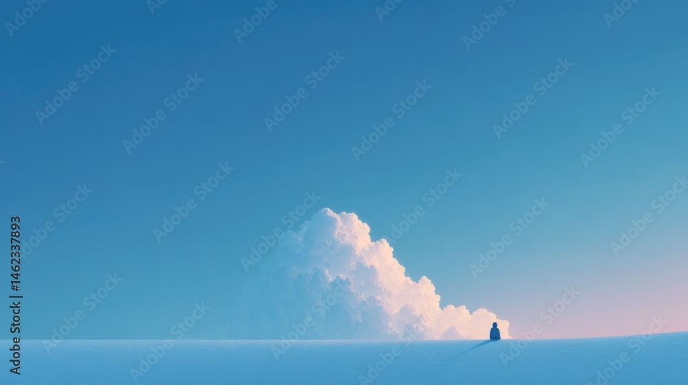 Poster minimalistic illustration depicting contrast between person inner world and outer environment