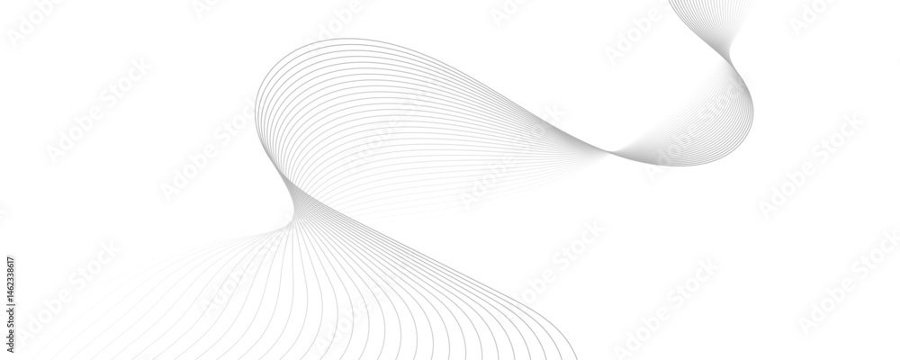 Poster abstract white and gray background. abstract linear flowing particles future technology concept abst