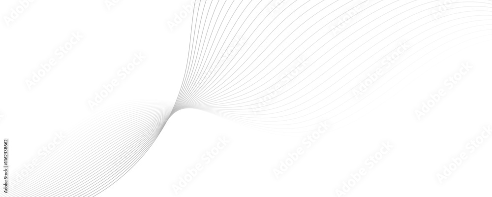 Poster abstract white and gray background. abstract linear flowing particles future technology concept abst