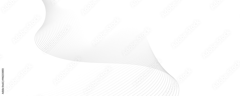 Poster abstract white and gray background. abstract linear flowing particles future technology concept abst