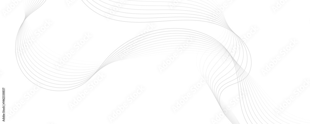 Poster abstract white and gray background. abstract linear flowing particles future technology concept abst