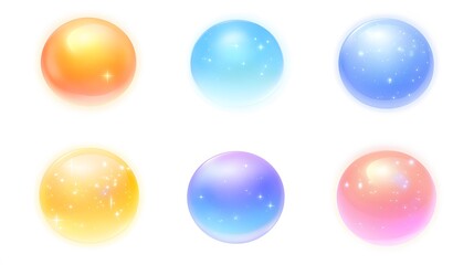 Obraz premium Six Glowing Crystal Balls Set Sparkle Light