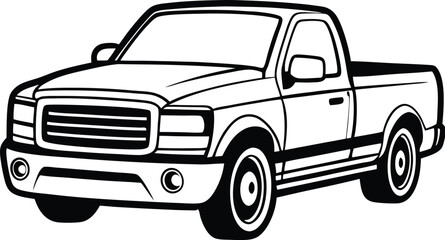 Pickup truck silhouette, Pickup silhouette, pickup graphic vector, pickup truck black icon isolated on white background © VectorEliteX