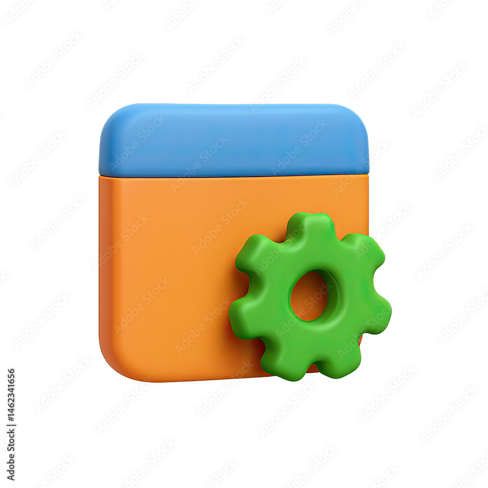 Aufkleber 3d render of colorful app settings icon with neon glow