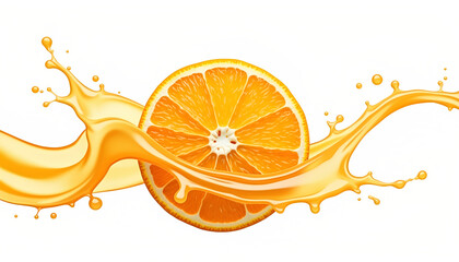Refreshing Orange Juice Splash Isolated on White Background 