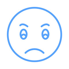 Sad emoji icon blue style