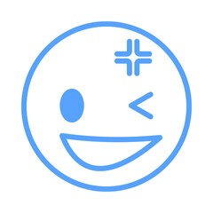 Obraz premium wink emoji icon blue style