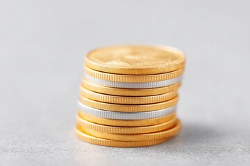 stack of coins on plain background symbolizes accumulation and financial growth
