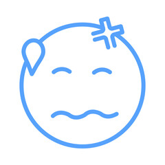 embarrassed emoji icon blue style