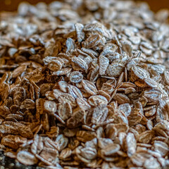 Close up of rye flakes