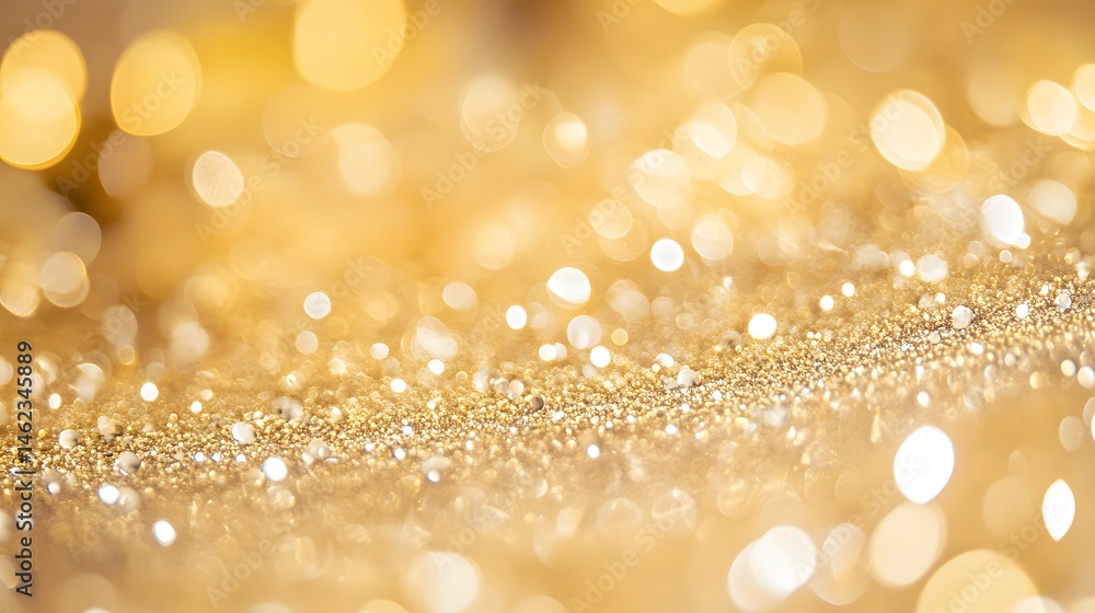 Poster abstract gold bokeh background with sparkling light.