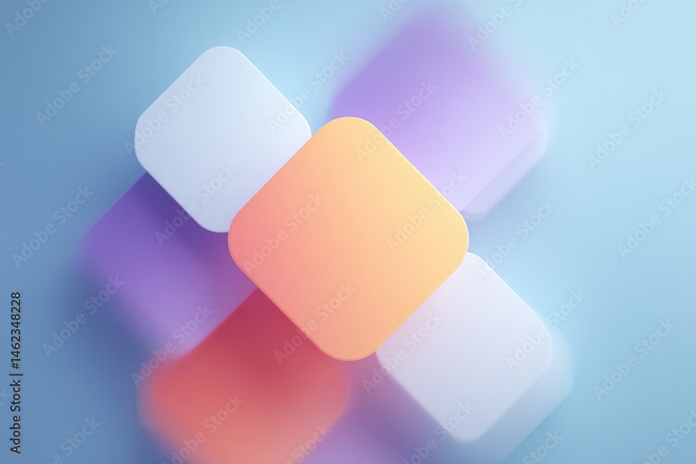 Poster abstract geometric shapes and soft color gradients form minimalist immersive background design