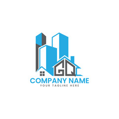 Modern Real Estate Logo Design – Blue Building Icon Template for Construction or Property Business