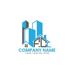 Modern Real Estate Logo Design – Blue Building Icon Template for Construction or Property Business