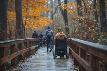 Equality themed nature trail where people of all mobilities walk roll hike the same scenic path