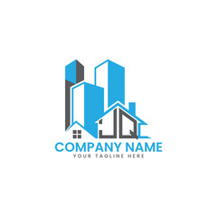 Modern Real Estate Logo Design – Blue Building Icon Template for Construction or Property Business