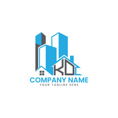 Fototapeta premium Modern Real Estate Logo Design – Blue Building Icon Template for Construction or Property Business