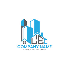 Modern Real Estate Logo Design – Blue Building Icon Template for Construction or Property Business