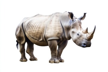 Obraz premium a rhinoceros isolated on a white background, ultra-realistic, real photo