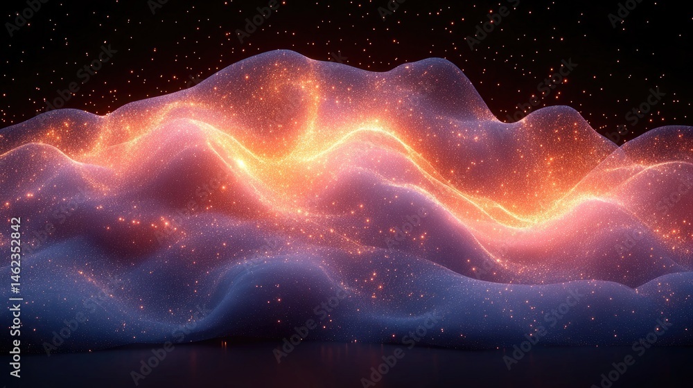 Aufkleber abstract background of soft wave shapes with sparkling orange and violet colors. use this image for 