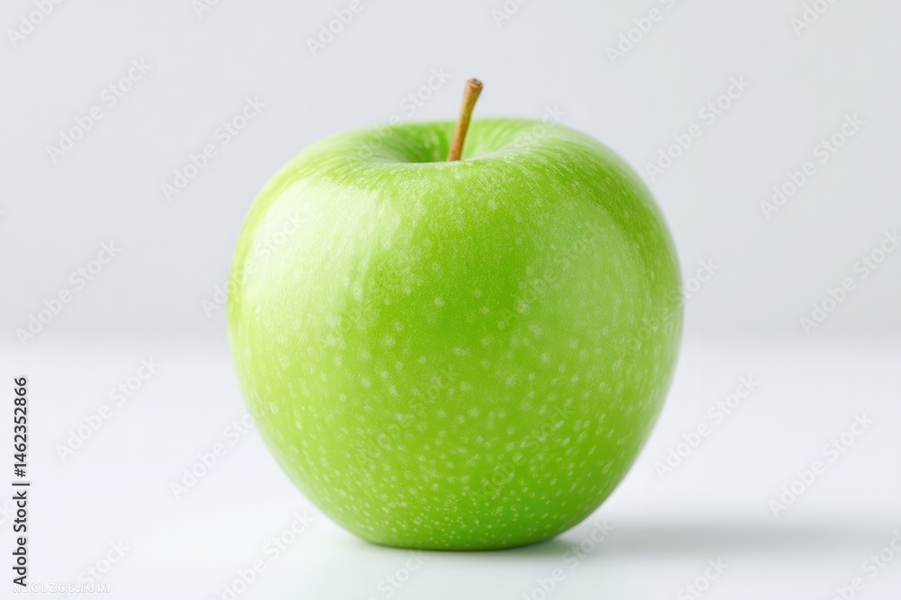 Poster capture minimalistic scene of single bright green centered on plain white surface with ample copy sp