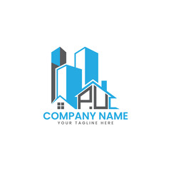 Modern Real Estate Logo Design – Blue Building Icon Template for Construction or Property Business