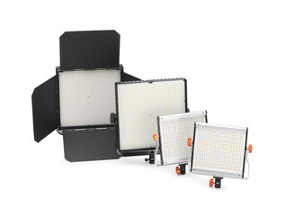 Obraz premium Professional lighting equipment. LED lamps isolated on white