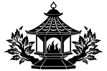 Traditional tiered roof lantern vector silhouette on transparent background design, lantern, traditional, tiered roof, silhouette, vector, design, asian, oriental, chinese, japanese, lamp, light, pape