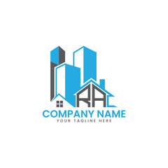 Modern Real Estate Logo Design – Blue Building Icon Template for Construction or Property Business