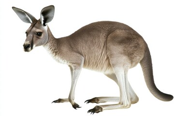 a kangaroo isolated on a white background, ultra-realistic, real photo