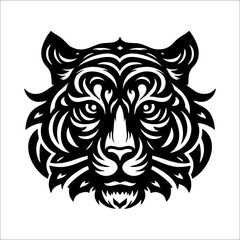 Tiger head simple black vector logo icon