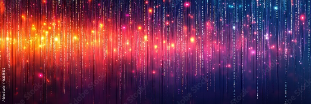 Poster dynamic abstract background with vibrant light streaks and glittering particles