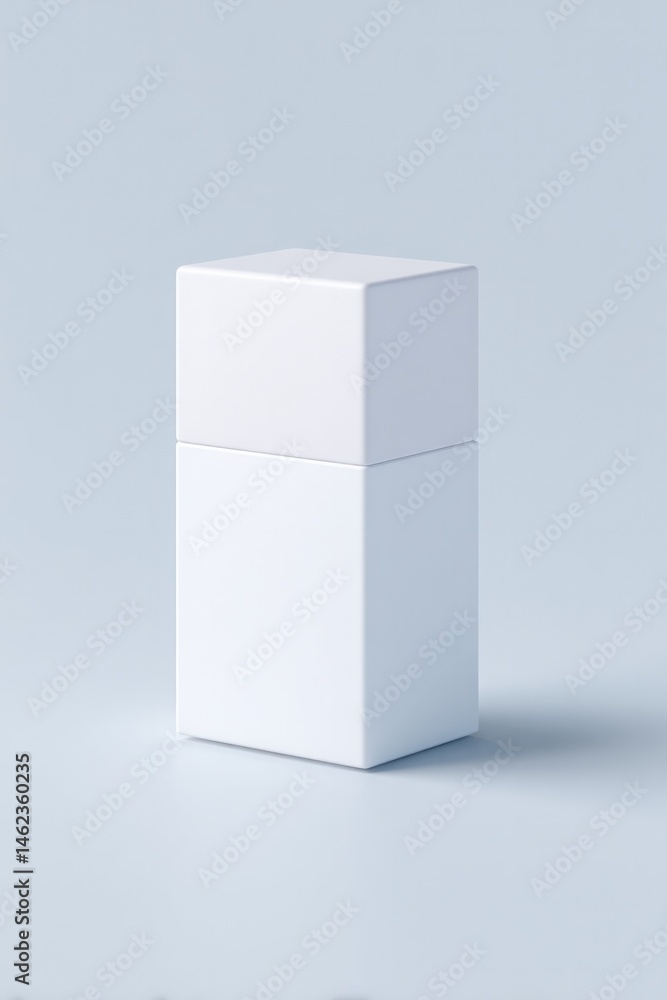 Poster minimalistic 3d product packaging placed isolated on white background emphasizing clean design with 